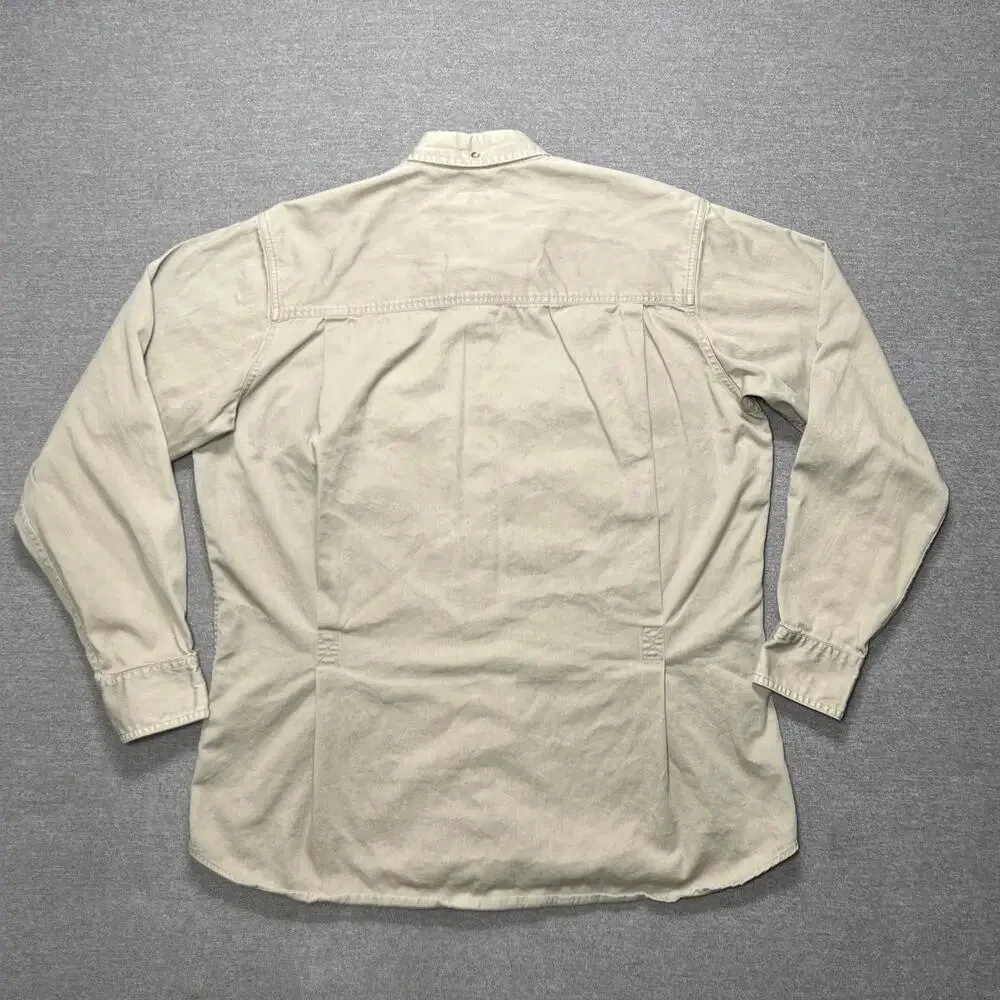 Vintage Cabela's Shirt Mens LT Beige Twill Button Up Workwear Outdoor Hiking